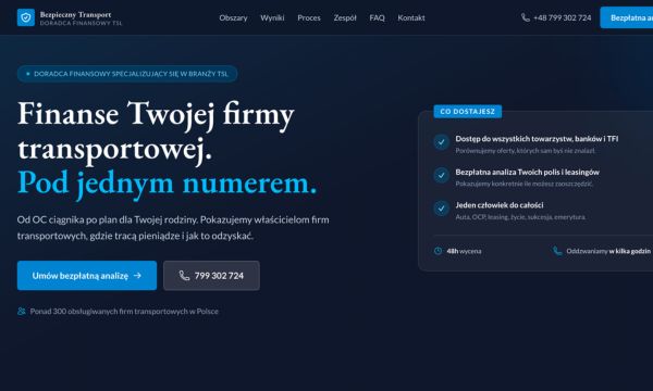 Hero screenshot of marketing landing page